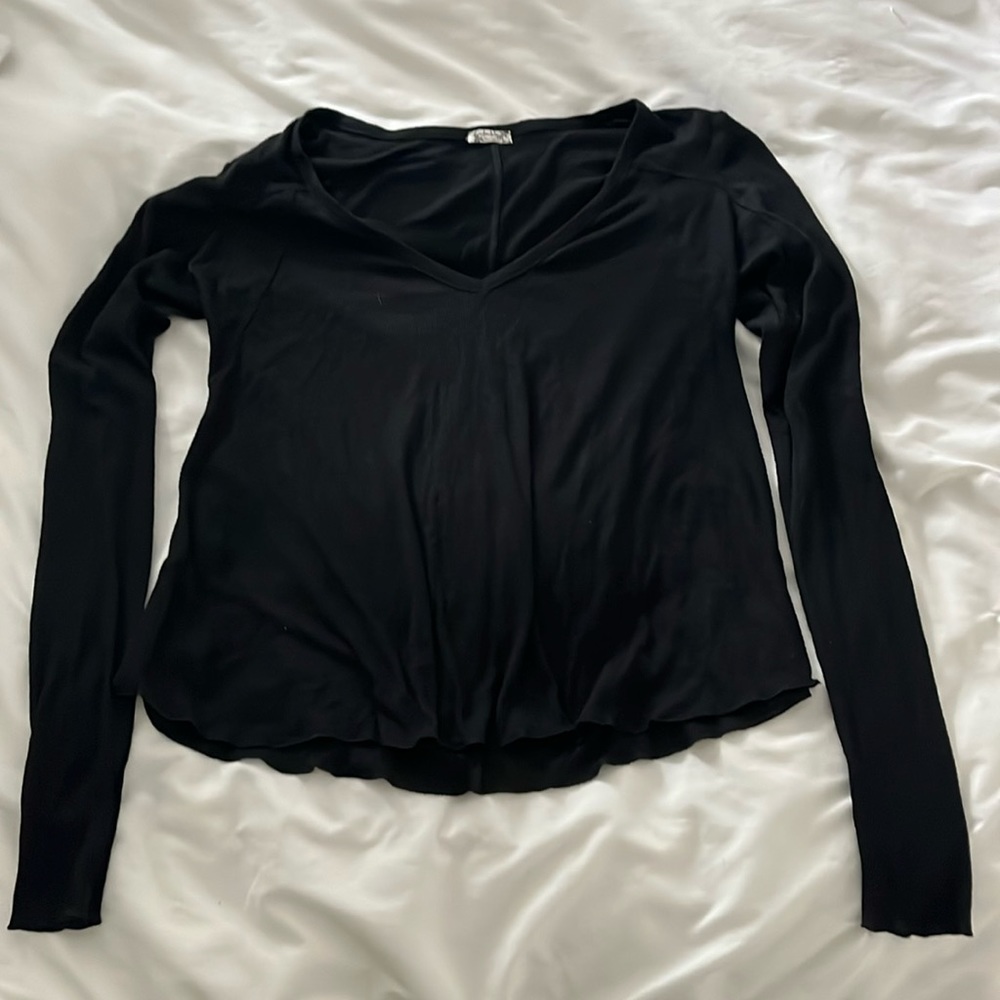 Free people black long sleeve top